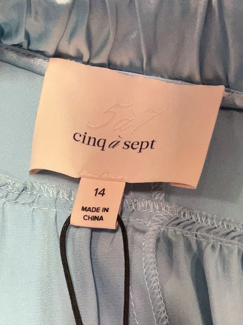 NWT Cinq a Sept Amara 100% Silk Baby Blue Tiered Maxi Dress Sz 14 - Picture 4 of 4